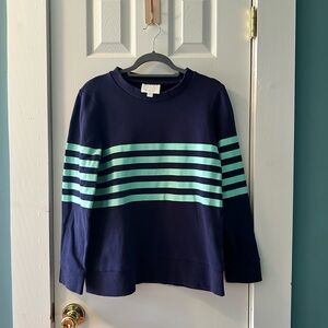 Sail to Sable Navy Stripe Sweatshirt 100% Cotton Coastal Prep Pullover Medium